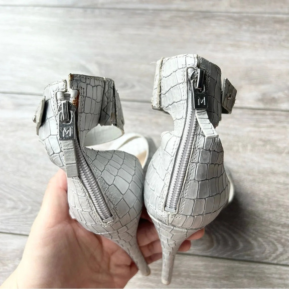 GUESS  by Marciano Silver Croc Print Stiletto Heels All Leather - Picture 10 of 15